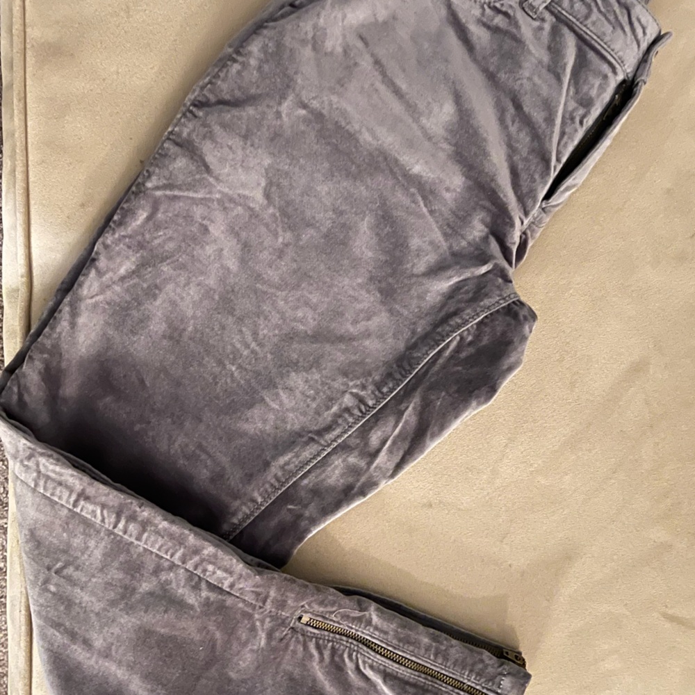 WHBM Womens Pants Size 10 Gray Velvet The Skimmer Zip Ankle Skinny Leg Mid Rise